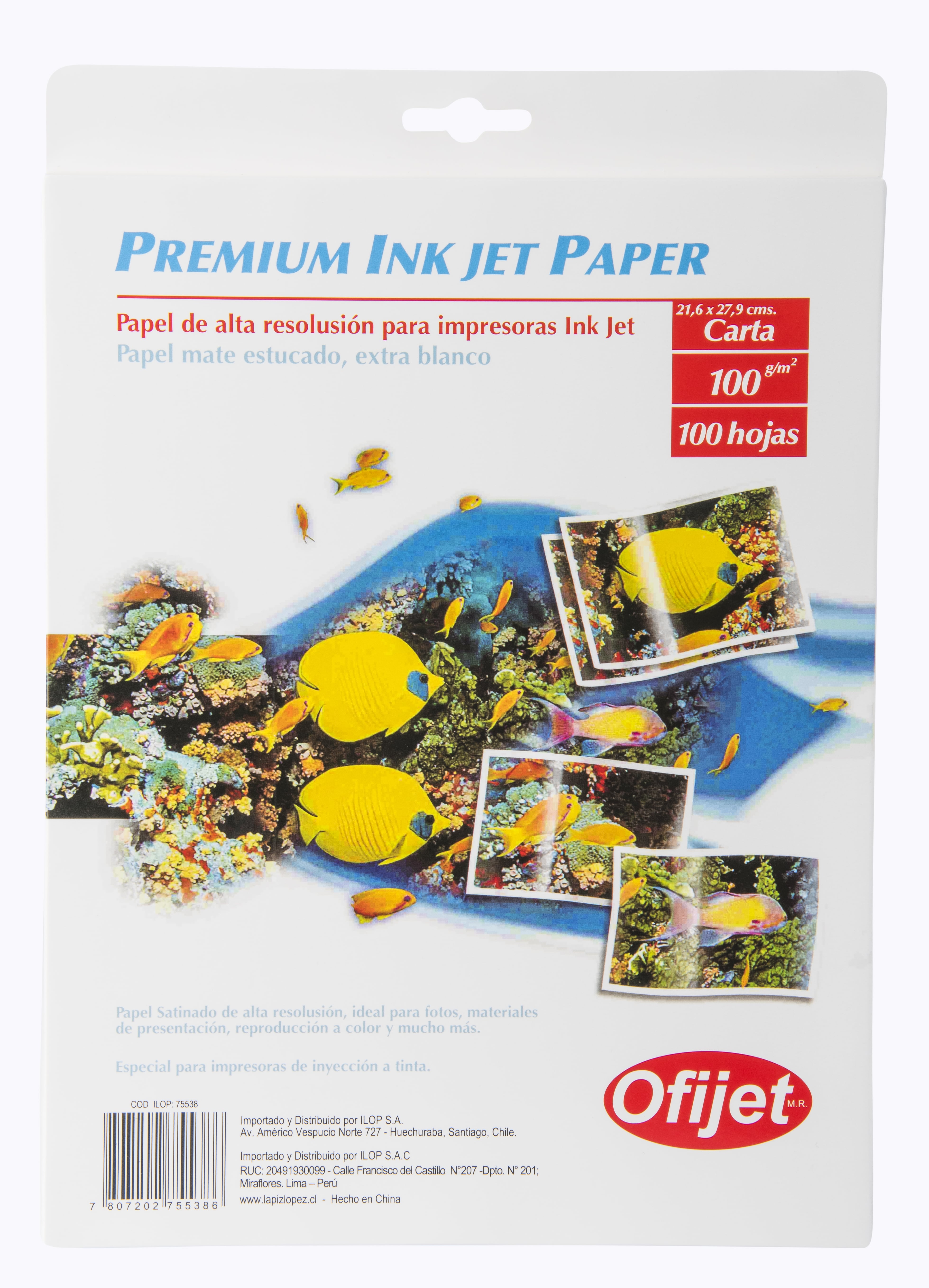 Papel 100hj Premium p/Impresión Inkjet Matte Carta 100gr